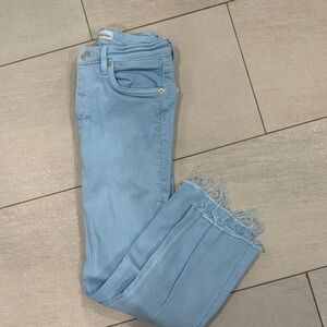 Zara Bright Light Blue Straight Leg Jeans